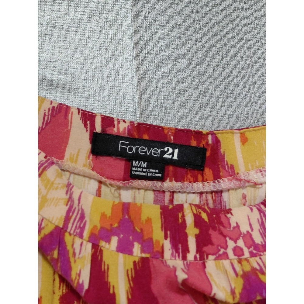 Forever 21 Ikat Tiered Maxi Skirt Med Pink Yellow Long Full Gathered - Picture 3 of 9